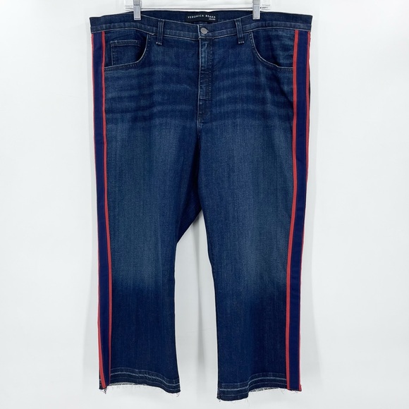 Veronica Beard Carolyn High-Rise Baby Boot Crop Tuxedo Stripe Jeans Plus Size 22 - Picture 3 of 11